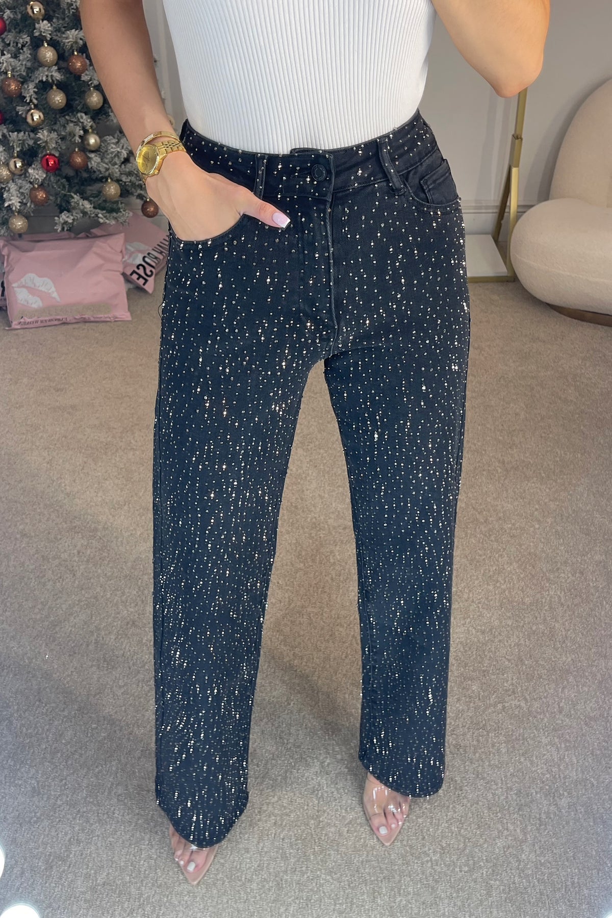 Sparkling Glow High Waist Jeans