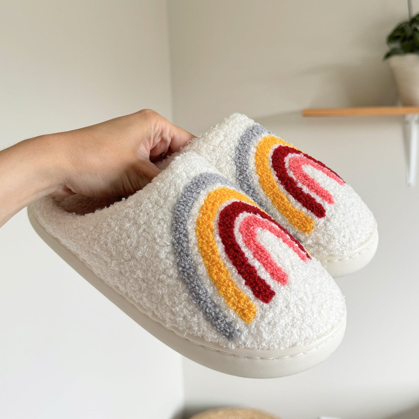 Emma Rainbow Plush Slippers