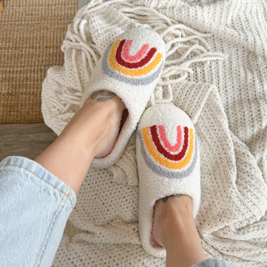 Emma Rainbow Plush Slippers